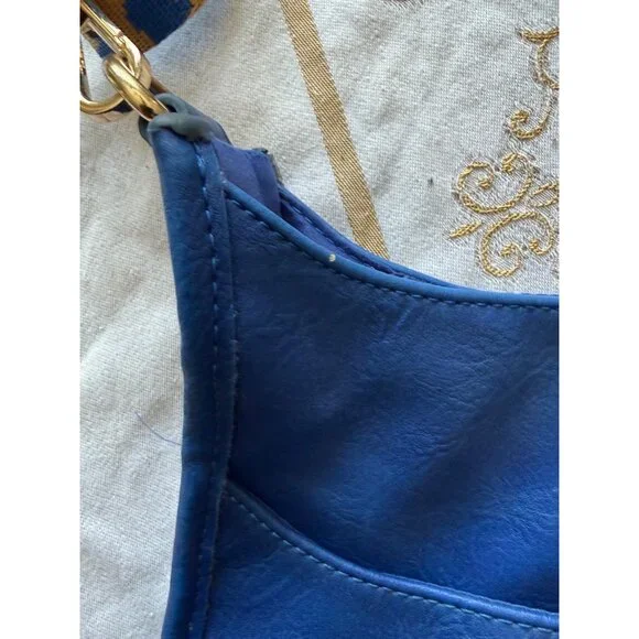 Ah-Dorned Blue Leather Animal Print Strap Crossbody Bag - Picture 9 of 9